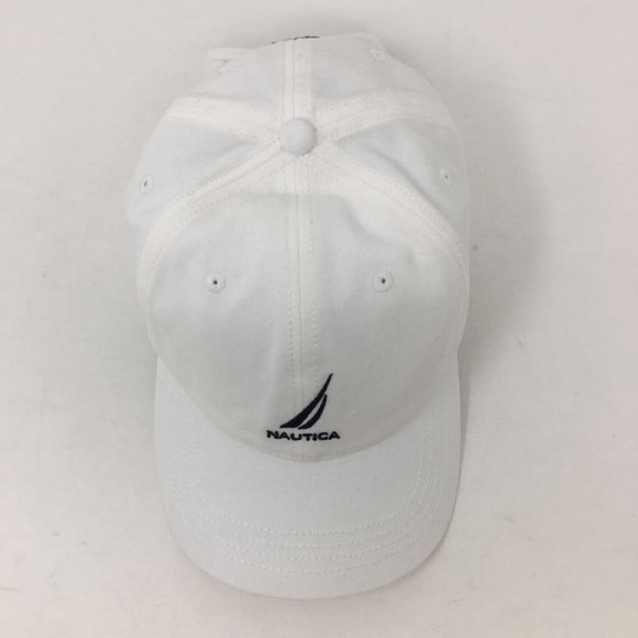 Nautica Mens Baseball Cap White /Dark Navy Strapback 6 Panel Lined Cotton OS New - Picture 5 of 9